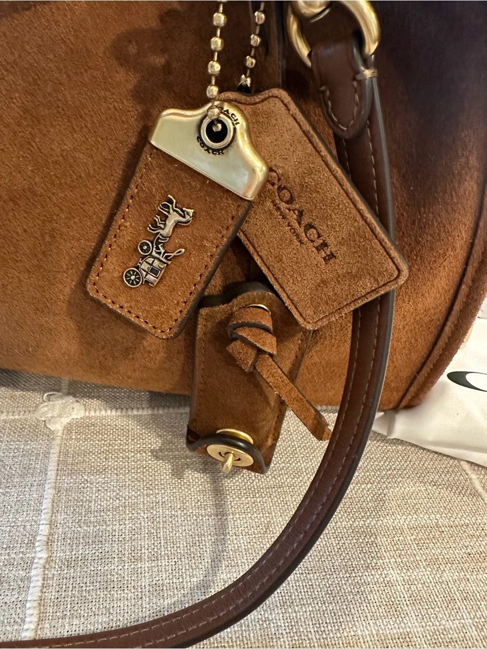 100% Coach Rogue Bag 31 Suede Leather Warm Brown Mint Condition Receipt - Picture 9 of 16